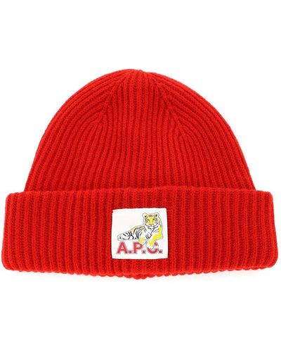 A.P.C. Chinese New Year Wool Beanie Hat - Red