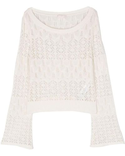 Liu Jo Open Knit Crop Sweater - White
