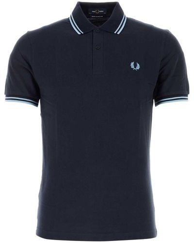 Fred Perry Slim Fit Twin Tipped Polo Navy, Soft & Twilight S - Blue