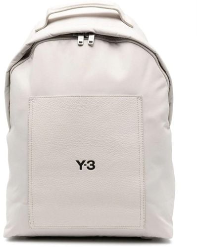 Y-3 Lux Logo Print Backpack Bags - Gray