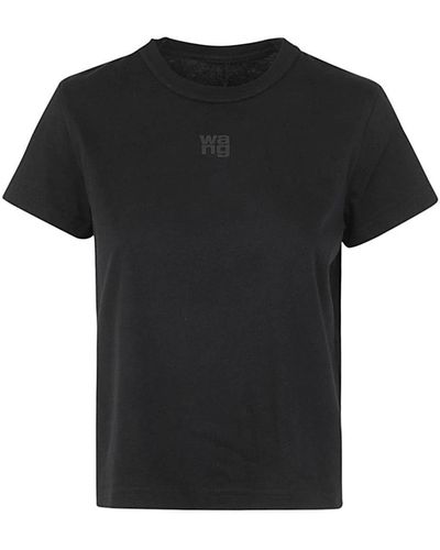 Alexander Wang Essential Jersey Shrunk Tee With Puff Logo And Bound Neck Clothing - Black