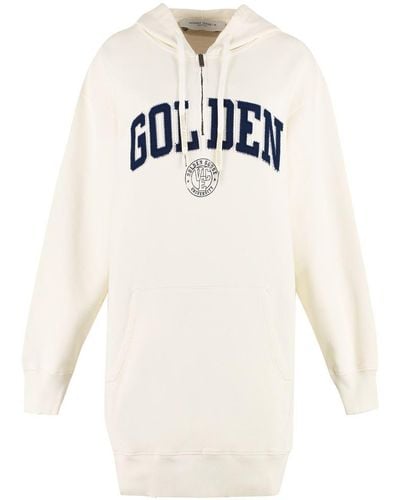 Golden Goose Geneve Logo Print Cotton Sweatdress - White