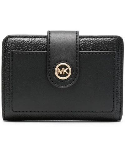 Michael Kors Logo-plaque Pebbled Leather Wallet - Black