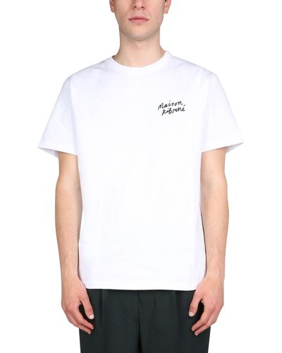Maison Kitsuné Logo Print T-shirt - White