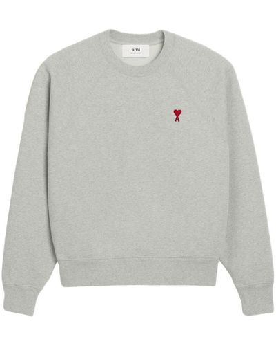 Ami Paris Ami De Coeur Organic-Cotton Sweatshirt - Grey