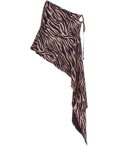 The Attico Zebra Print Mini Skirt - Brown