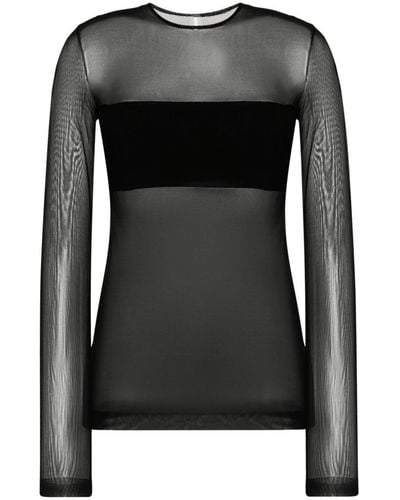 Norma Kamali Transparencies Long Sleeve Top - Black