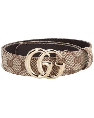 Gucci Gg Marmont Belt With Buckle - Natural