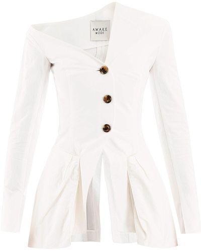 A.W.A.K.E. MODE Asymmetrical Blazer 34 Cotton - White