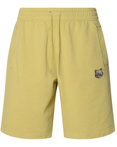 Maison Kitsuné Mustard Cotton Bermuda Shorts - Yellow