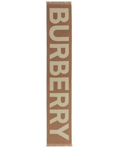 Burberry Logo Wool Scarf - Metallic