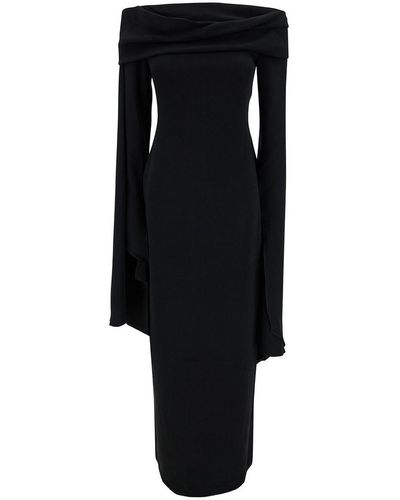 Solace London 'Arden' Long Dress With Extra Long Dress - Black