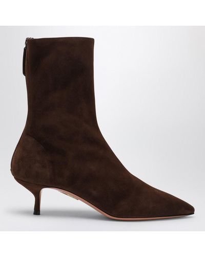 Aquazzura Suede Ankle Boot - Brown