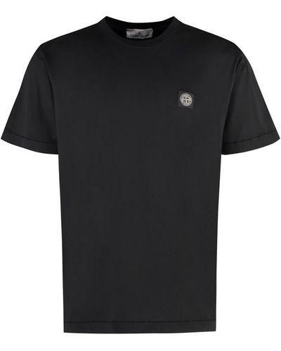 Stone Island Cotton Crew-Neck T-Shirt - Black