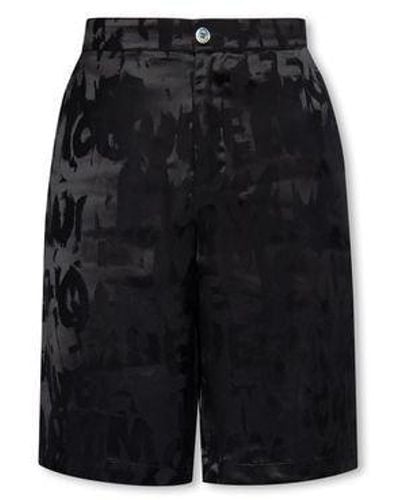 Alexander McQueen Logo Patterned Satin Shorts - Black