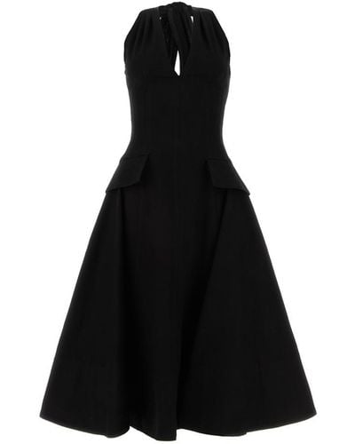 Bottega Veneta Twisted Cotton Midi Dress - Black