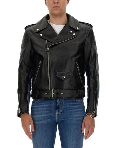 Alexander McQueen Panelled Biker Jacket - Black