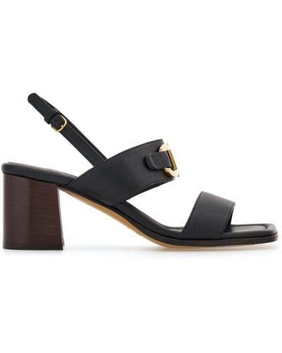 Ferragamo Lou 55mm Leather Slingback Sandals - Black