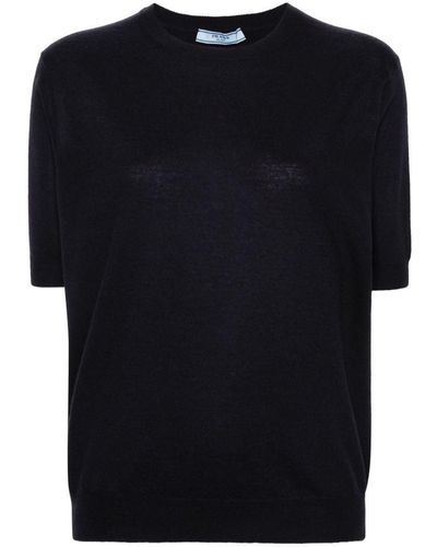 Prada Logo-patch Knitted Top - Black