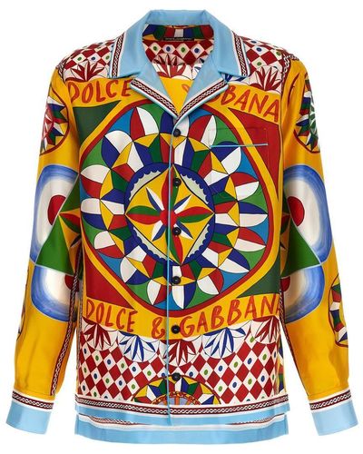 Dolce & Gabbana Multicolor Sicilian Carretto Twill Cotton Men Shirt