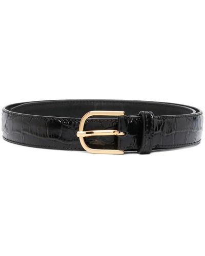 Slim trouser leather belt black – Totême