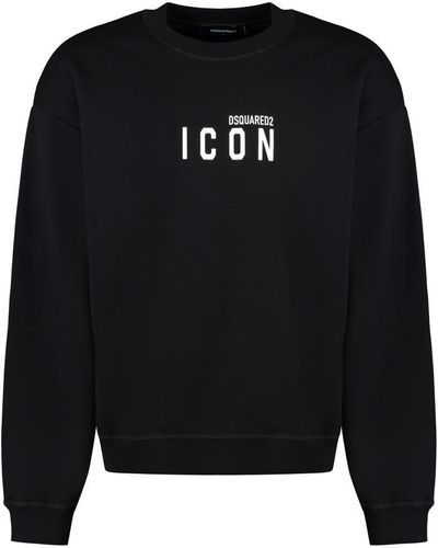 DSquared² Cotton Crew-neck Sweatshirt With Logo - Black