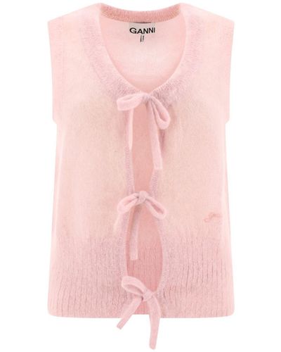 Ganni Mohair Tie String Vest - Pink