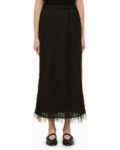 By Malene Birger Long Skirt With Frayed Effect - Black