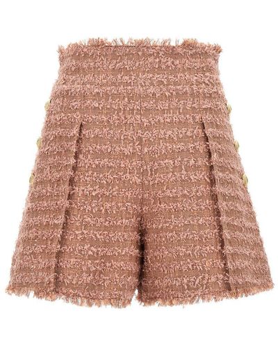 Balmain Tweed Shorts Bermuda - Pink