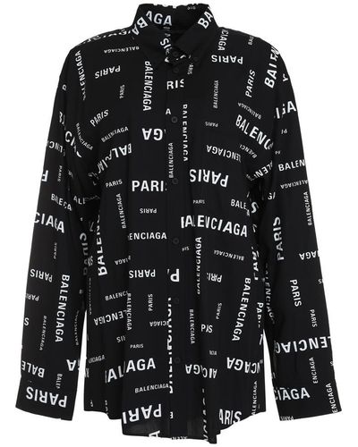 Balenciaga Printed Viscose Shirt - Black