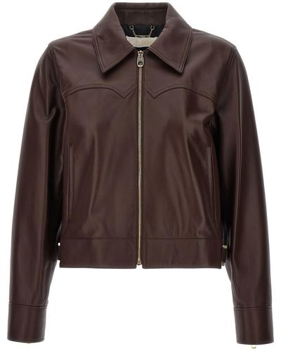 Chloé Leather Jacket Casual Jackets, Parka - Brown