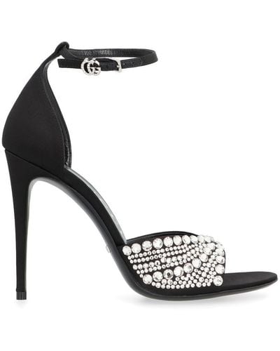 Gucci Embellished Satin Sandals - Metallic