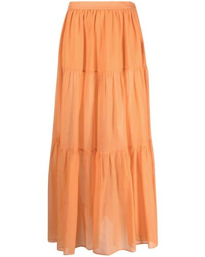 Manebí Recife Silk-cotton Voile Skirt - Orange