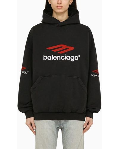 Balenciaga Black Cotton Sweatshirt With Logo