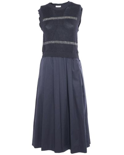 Peserico Midi Tricot Dress - Blue