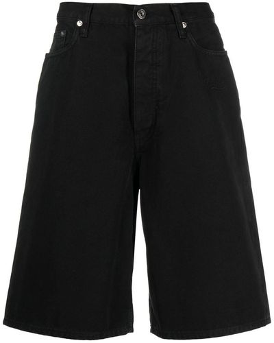 Off-White c/o Virgil Abloh Logo-patch Wide-leg Denim Shorts - Black