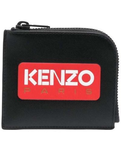 KENZO Logo Print Zip-up Wallet - Red
