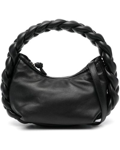 Hereu Espiga Mini Braided Handle Leather Handbag - Black
