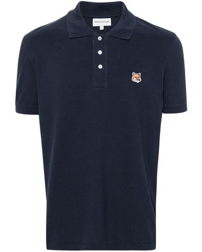 Maison Kitsuné Fox Head Cotton Polo Shirt - Blue