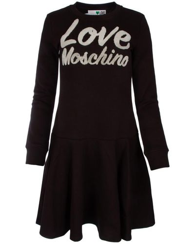 Love Moschino Logo Flocked Mini Dress - Black