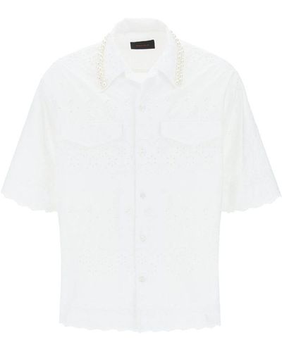 Simone Rocha "Scalloped Lace Shirt With Pearl - White