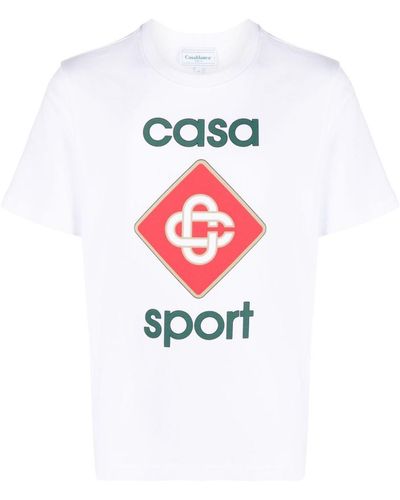 CASABLANCA Sport Logo-print Organic Cotton-jersey T-shirt X - White