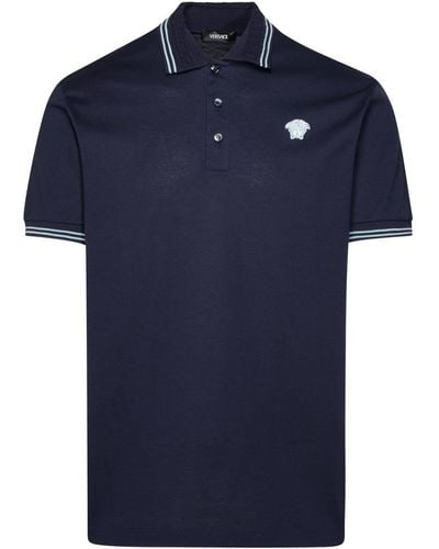 Versace Medusa Cotton Polo Shirt - Blue
