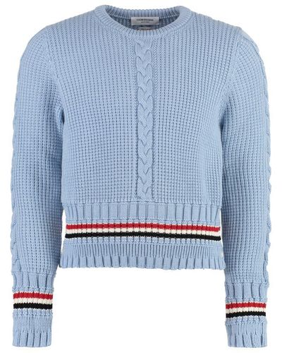 Thom Browne Long Sleeve Crew-neck Sweater - Blue