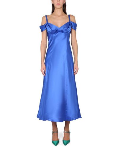 Alberta Ferretti Off-the-shoulder Dress - Blue