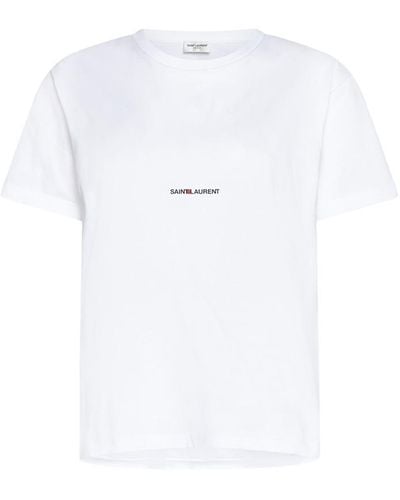 Saint Laurent Logo Crewneck T-shirt - White