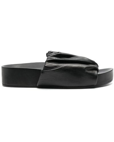 Jil Sander Leather Slide Sandals - Black