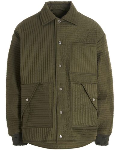 Khrisjoy 'Chore Quilted Stripes' Down Jacket - Green