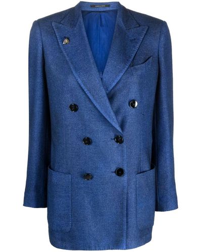 Gabriele Pasini Double-breasted Wool Blend Jacket - Blue
