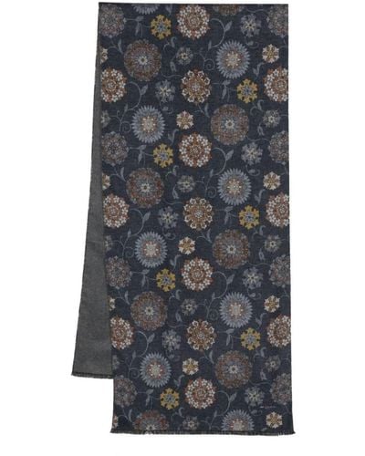 Kiton Floral-print Silk Scarf - Grey